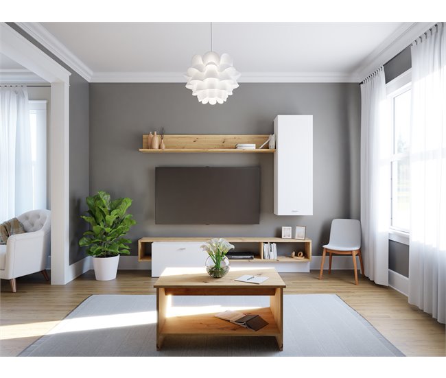 Conforama Compacto TV ARY 225cm Blanco Y Roble