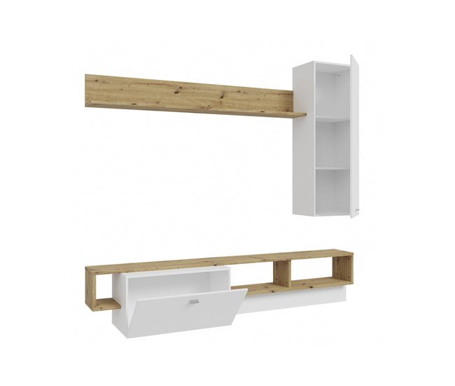 Conforama Compacto TV ARY 225cm Blanco Y Roble