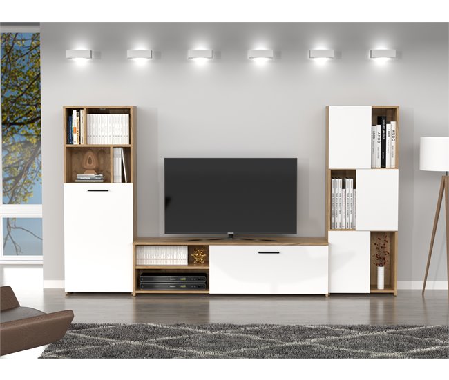 Conforama Compacto Tv Roble Y Blanco JOY