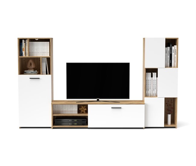 Conforama Compacto tv roble y blanco JOY