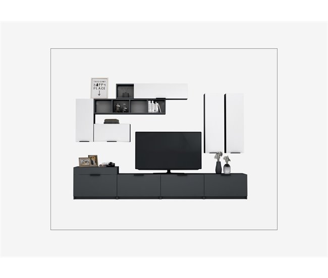 Conforama Compacto TV STONE Blanco Y Gris280cm