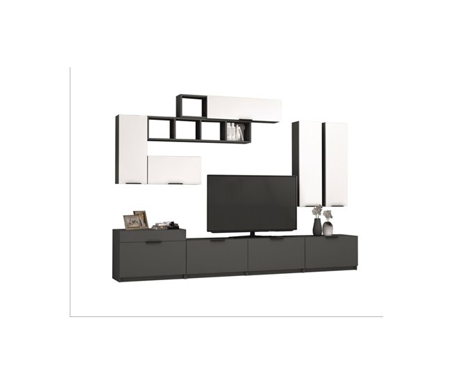 Conforama Compacto TV STONE Blanco Y Gris280cm