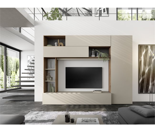 Conforama Compacto Tv Visón Y Roble PRATIKO