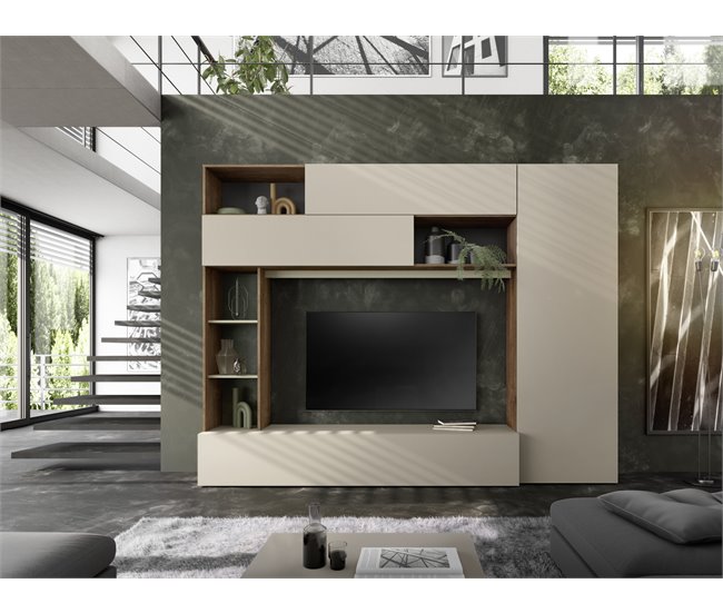 Conforama Compacto Tv Visón Y Roble PRATIKO