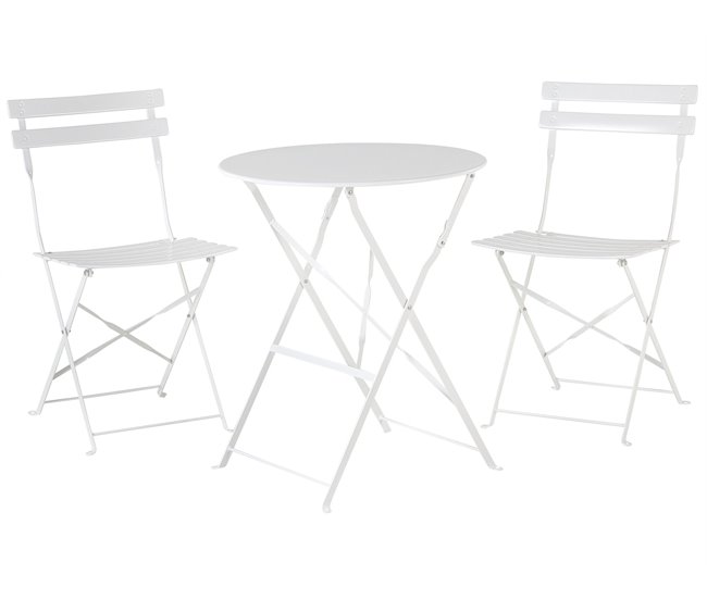 Conforama Conjunto de balcón de metal blanco FIORI