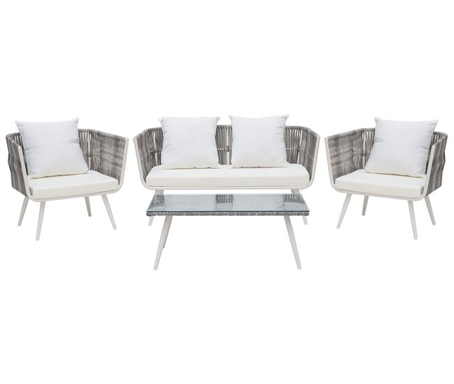 Conforama Conjunto de jardín en ratán beige RAGUSA