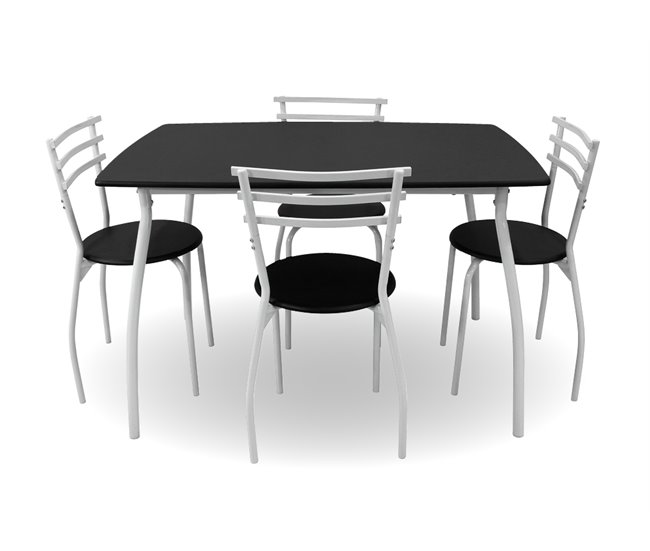 Conforama Conjunto de Mesa Fija + 4 Sillas SARA