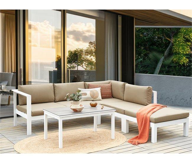 Conforama Conjunto Longue Aluminio Blanco MESSINA