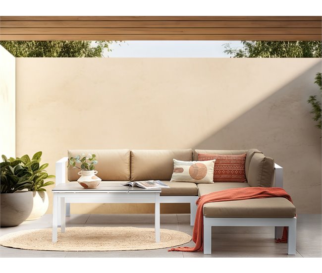 Conforama Conjunto Longue Aluminio Blanco MESSINA