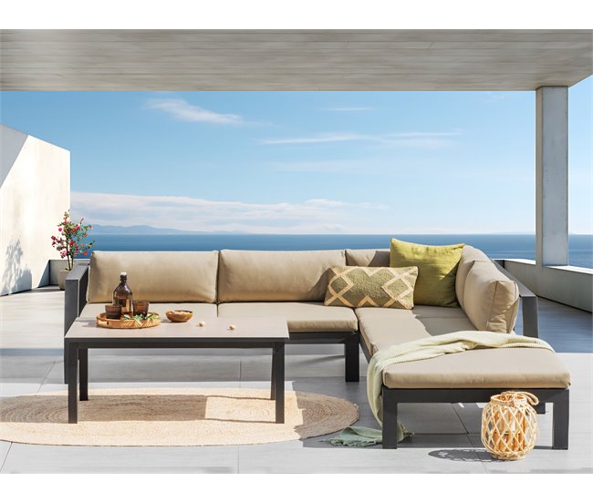 Conforama Conjunto Longue Aluminio Negro MESSINA