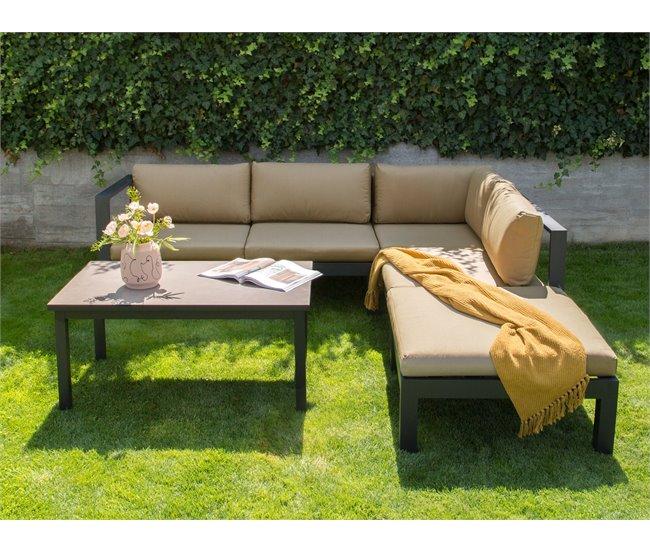 Conforama Conjunto Longue Aluminio Negro MESSINA