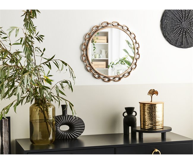 Conforama Espejo De Pared Dorado ø 46 Cm YEBRA