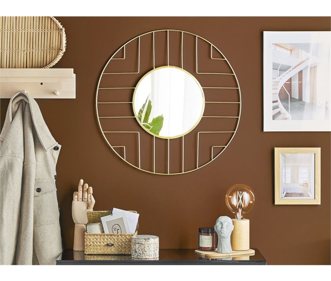 Conforama Espejo De Pared Dorado ø 60 Cm HESDIN