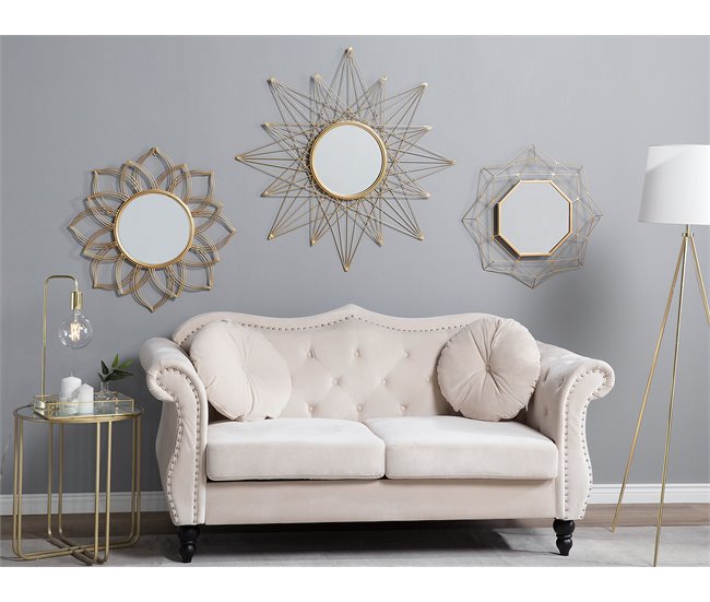 Conforama Espejo De Pared Dorado ø67 Cm MILLY
