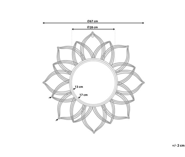 Conforama Espejo De Pared Dorado ø67 Cm MILLY