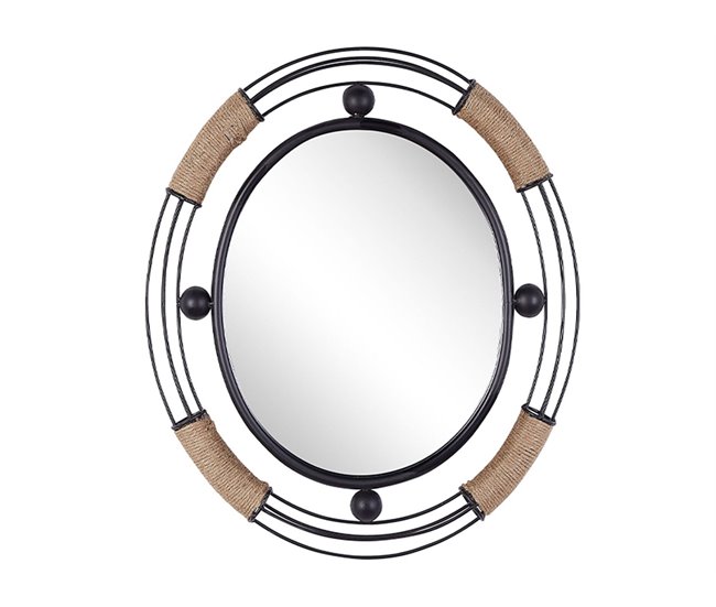 Conforama Espejo de pared negro 55 x 50 cm MOULINS
