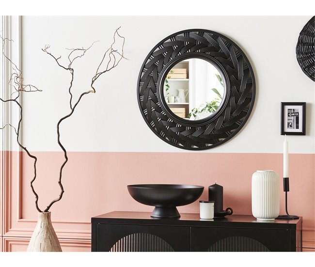 Conforama Espejo De Pared Negro ø 60 Cm TIERGA