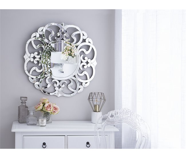 Conforama Espejo De Pared Plateado ⌀ 70 Cm MORNAIX