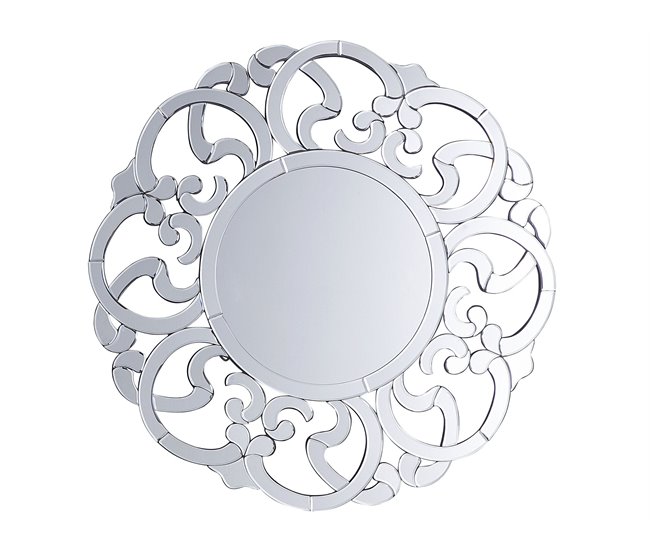 Conforama Espejo de pared plateado ⌀ 70 cm MORNAIX