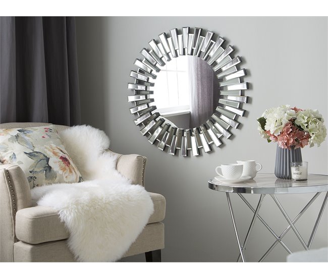 Conforama Espejo De Pared Plateado ø70 Cm CHOLET