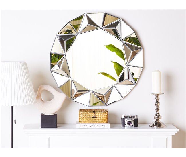 Conforama Espejo De Pared Plateado ø70 Cm HABAY