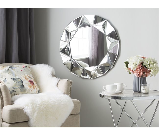 Conforama Espejo De Pared Plateado ø70 Cm HABAY