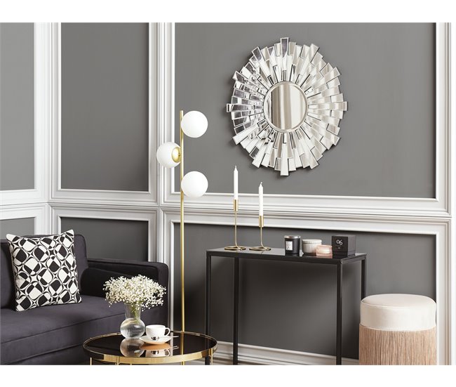 Conforama Espejo De Pared Plateado ø70 Cm VIRE