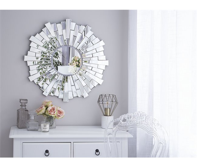 Conforama Espejo De Pared Plateado ø70 Cm VIRE