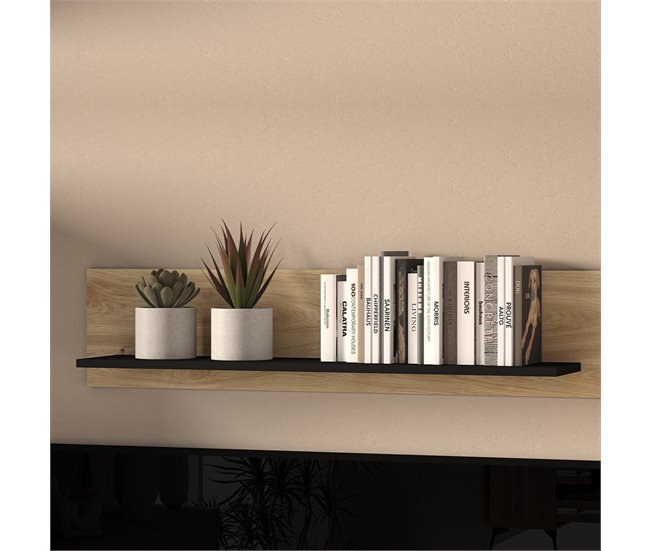 Conforama Estante Mural Elara Madera Y Negro