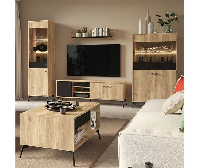 Conforama Estante Mural Elara Madera Y Negro