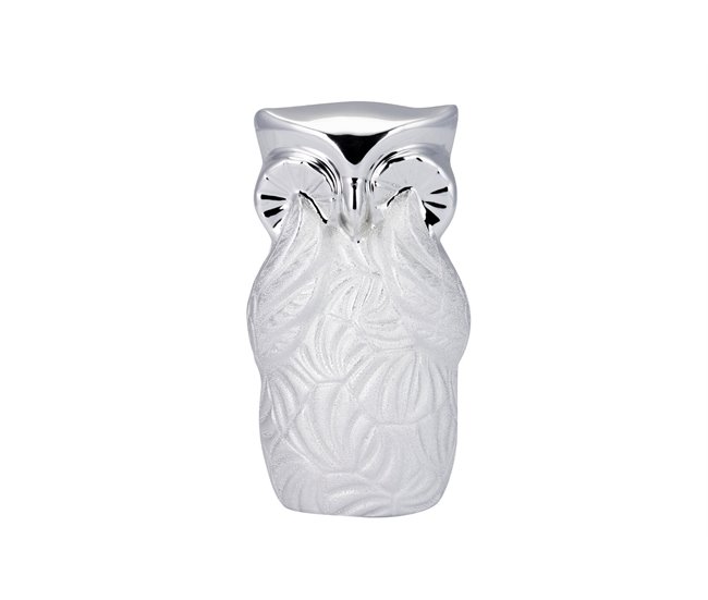 Conforama Figura Buho Ceramica Plateada 10x9x18 Cm