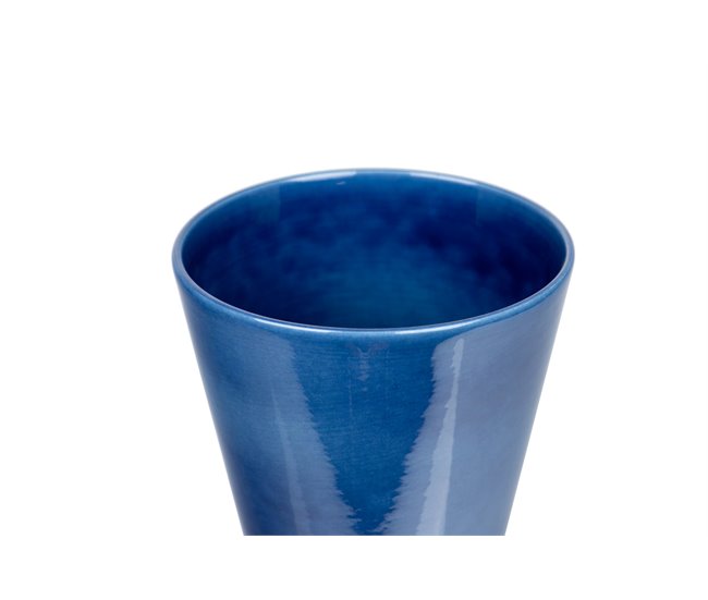 Conforama Florero Ceramica Azul Dorado 19x19x34 Cm