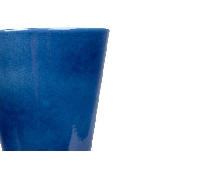 Conforama Florero Ceramica Azul Dorado 19x19x34 Cm