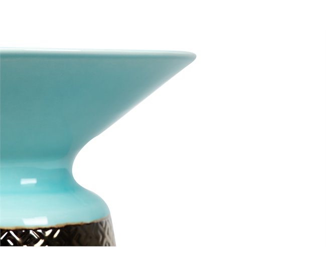 Conforama Florero Ceramica Azul Dorado 30x30x24 Cm