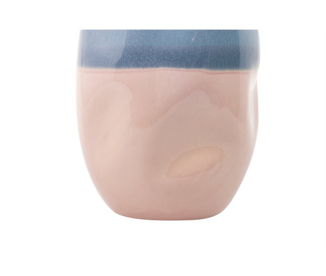 Conforama Florero Ceramica Azul Rosa 20x20x39 Cm