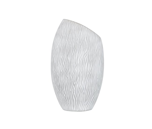 Conforama Florero Ceramica Gris Blanco 23x13x40 Cm