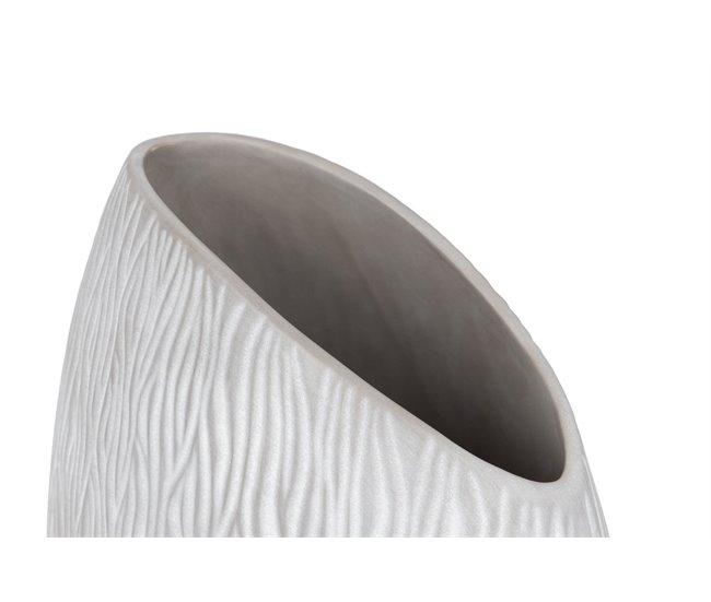 Conforama Florero Ceramica Gris Blanco 23x13x40 Cm