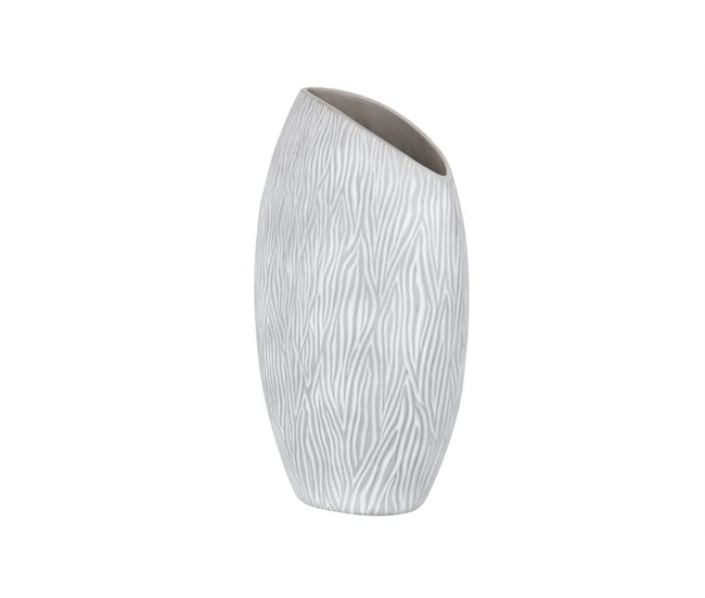 Conforama Florero Ceramica Gris Blanco 23x13x40 Cm