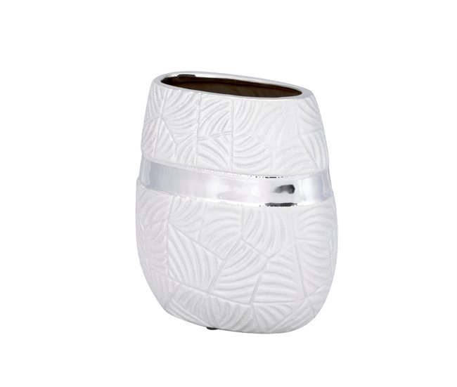 Conforama Florero Ceramica Plateado 17x10x20 Cm