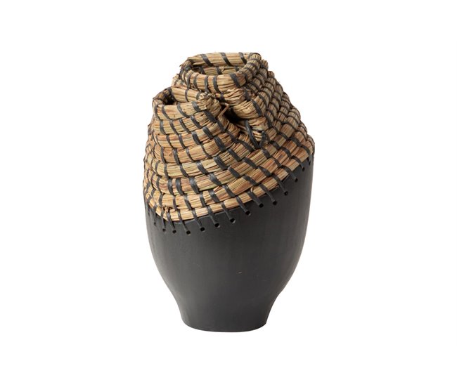 Conforama Florero Fibra Natural Madera 20x20x30 Cm