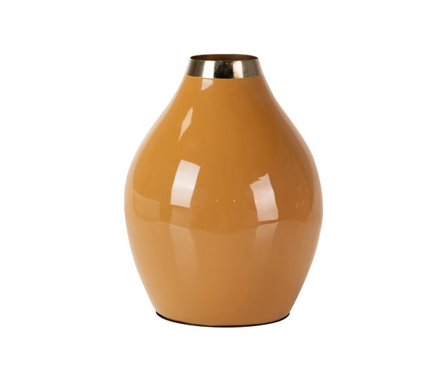 Conforama Florero Metal Dorado Mostaza 18x18x26 Cm