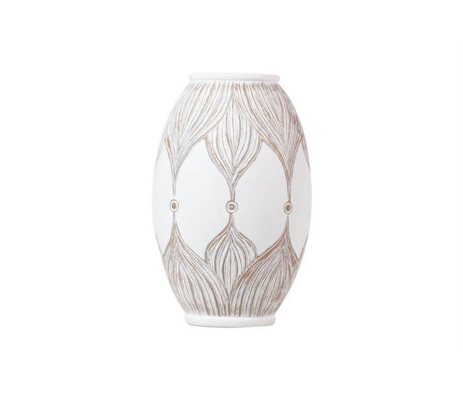 Conforama Florero Resina Blanco Marron 22x22x36 Cm