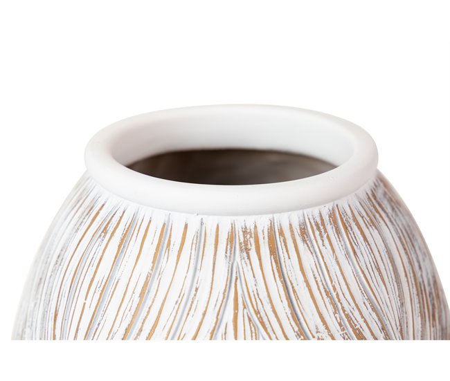 Conforama Florero Resina Blanco Marron 22x22x36 Cm