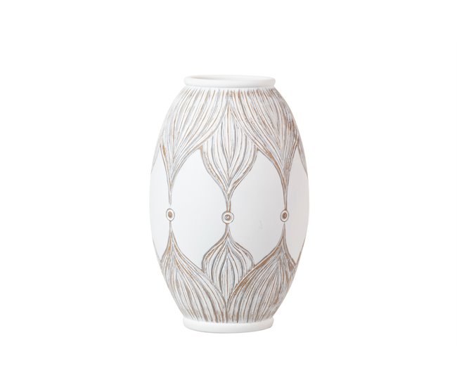 Conforama Florero Resina Blanco Marron 22x22x36 Cm