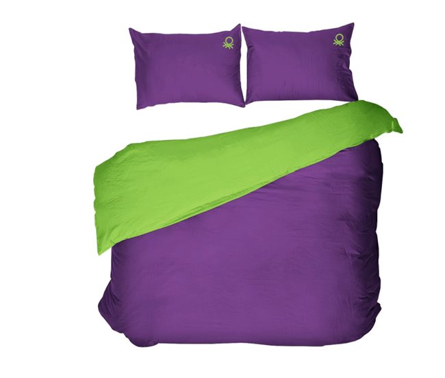 Conforama Funda nórdica BENETTON púrpura/pistacho