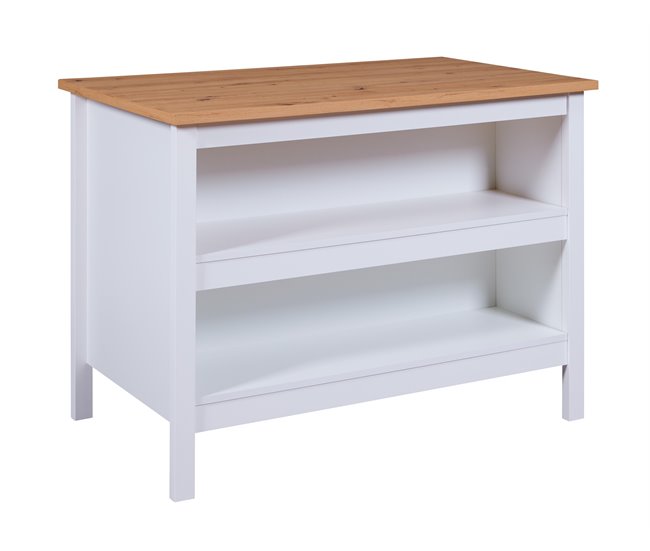Conforama Isla De Cocina JULINA Roble Y Blanco