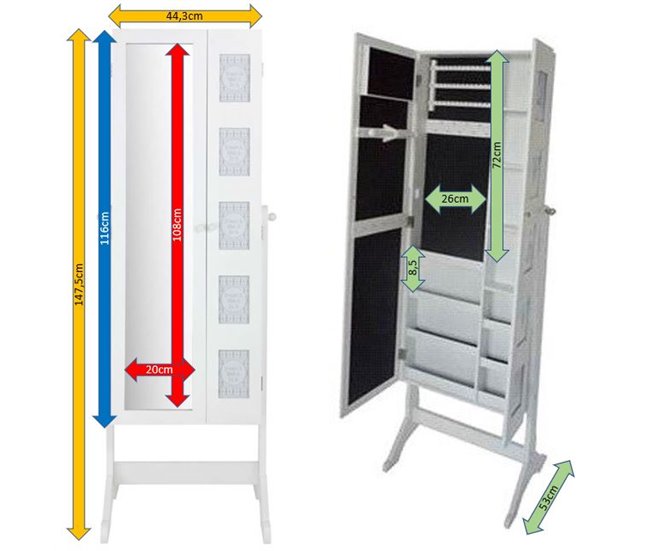 Conforama Joyero De Pie Decorativo CHLOE 146cm