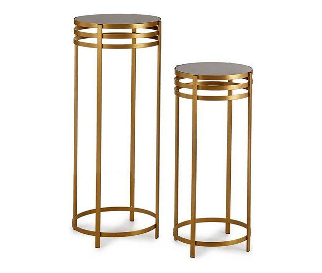 Conforama Juego de 2 mesas Negro Dorado (2 pcs)