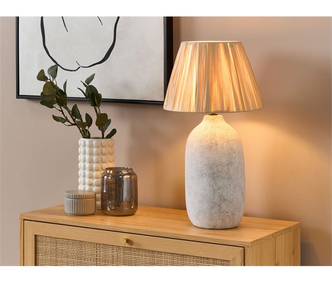 Conforama Lámpara De Mesa De Cerámica Gris MATILDE