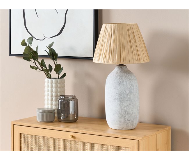 Conforama Lámpara De Mesa De Cerámica Gris MATILDE